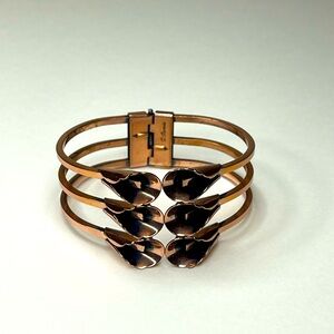 Vintage Renoir Floral Clamper Bangle Bracelet - Copper Calla Lily Kiss Cuff